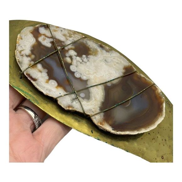 Statement Artisan  Hand Bade Brutalist Wide Panel Boho Metal Agate Belt Only - Picture 7 of 16